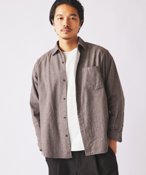 JOURNAL STANDARD relume（ジャーナルスタンダード　レリューム）の「JAMES FABRIC / ジェームスファブリック ヘザーブラッシュ ネルシャツ（シャツ/ブラウス・メンズ・グリーン/キャメル/ブラウン/ライトグレー・LARGE/MEDIUM）」の11枚目の写真