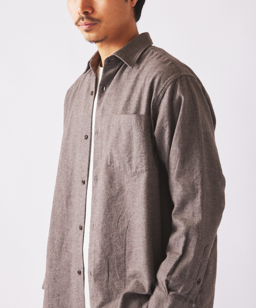 JOURNAL STANDARD relume（ジャーナルスタンダード　レリューム）の「JAMES FABRIC / ジェームスファブリック ヘザーブラッシュ ネルシャツ（シャツ/ブラウス・メンズ・グリーン/キャメル/ブラウン/ライトグレー・LARGE/MEDIUM）」の12枚目の写真