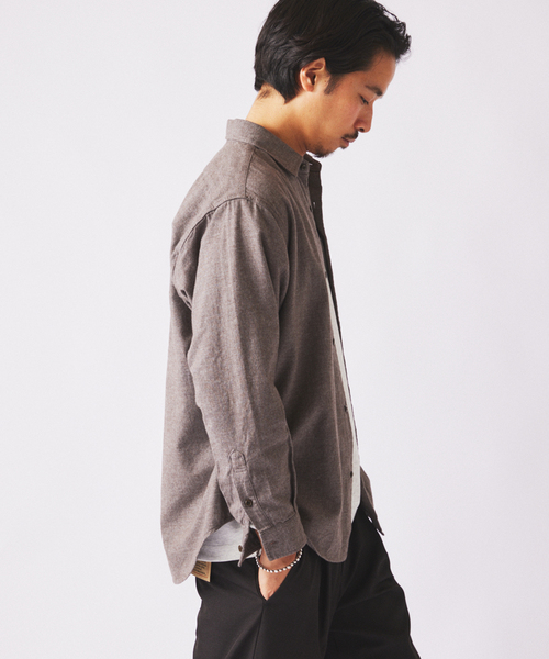 JOURNAL STANDARD relume（ジャーナルスタンダード　レリューム）の「JAMES FABRIC / ジェームスファブリック ヘザーブラッシュ ネルシャツ（シャツ/ブラウス・メンズ・グリーン/キャメル/ブラウン/ライトグレー・LARGE/MEDIUM）」の15枚目の写真