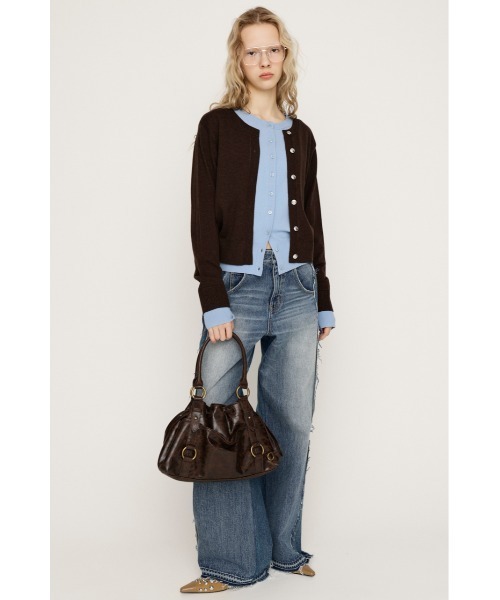 SLY（スライ）の「【2026SS新作】LAYERED LIKE KNIT TOPS レイヤードライク ニットトップス 春服（ニット/セーター・レディース・ネイビー/ブラウン・FREE）」の7枚目の写真