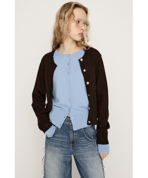 SLY（スライ）の「【2026SS新作】LAYERED LIKE KNIT TOPS レイヤードライク ニットトップス 春服（ニット/セーター・レディース・ネイビー/ブラウン・FREE）」の8枚目の写真