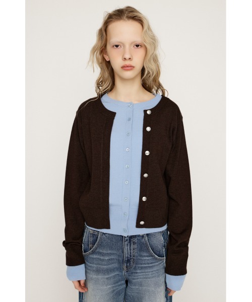 SLY（スライ）の「【2026SS新作】LAYERED LIKE KNIT TOPS レイヤードライク ニットトップス 春服（ニット/セーター・レディース・ネイビー/ブラウン・FREE）」の9枚目の写真