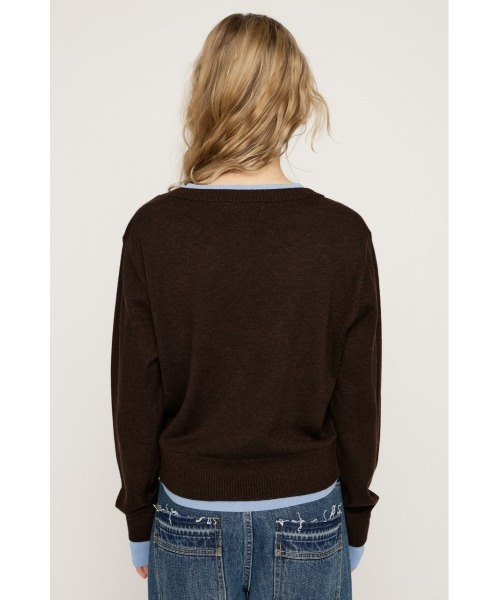 SLY（スライ）の「【2026SS新作】LAYERED LIKE KNIT TOPS レイヤードライク ニットトップス 春服（ニット/セーター・レディース・ネイビー/ブラウン・FREE）」の11枚目の写真