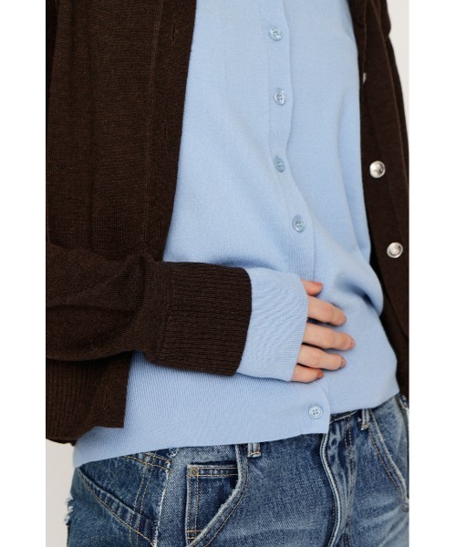 SLY（スライ）の「【2026SS新作】LAYERED LIKE KNIT TOPS レイヤードライク ニットトップス 春服（ニット/セーター・レディース・ネイビー/ブラウン・FREE）」の13枚目の写真