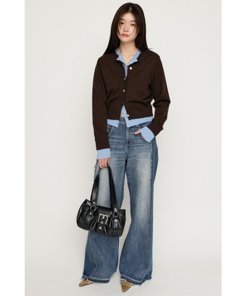 SLY（スライ）の「【2026SS新作】LAYERED LIKE KNIT TOPS レイヤードライク ニットトップス 春服（ニット/セーター・レディース・ネイビー/ブラウン・FREE）」の14枚目の写真