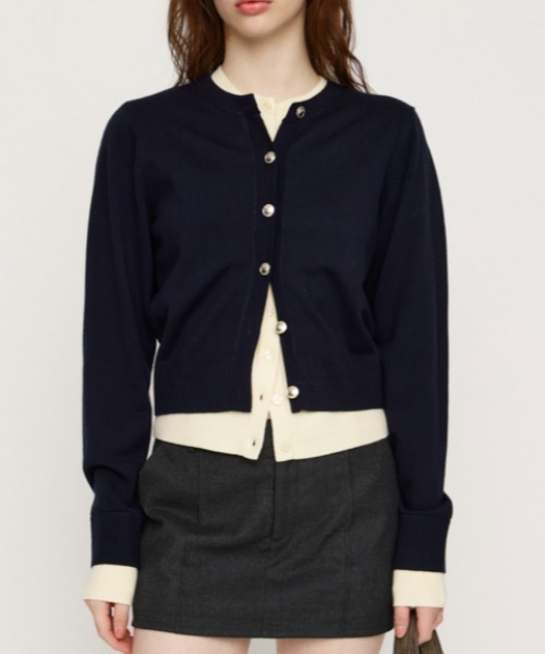 SLY（スライ）の「【2026SS新作】LAYERED LIKE KNIT TOPS レイヤードライク ニットトップス 春服（ニット/セーター・レディース・ネイビー/ブラウン・FREE）」の15枚目の写真