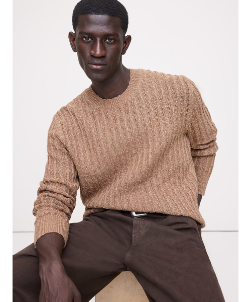 Banana Republic(バナナリパブリック)の「コットン リネンブ レンド クルーネックセーター(ニット/セーター・メンズ・イエロー/ベージュ・M/S/XL/L)」の1枚目の写真
