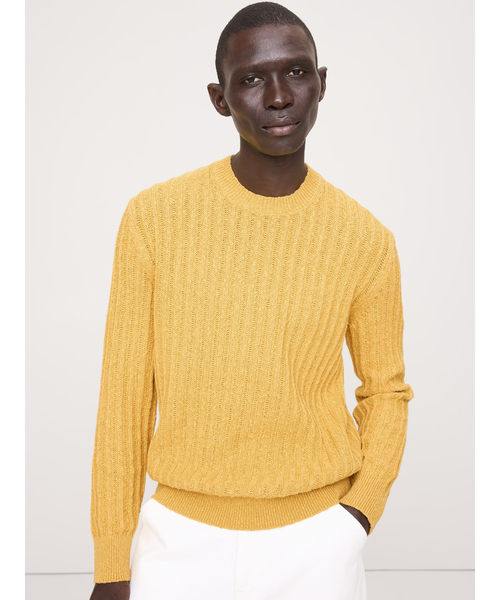 Banana Republic(バナナリパブリック)の「コットン リネンブ レンド クルーネックセーター(ニット/セーター・メンズ・イエロー/ベージュ・M/S/XL/L)」の2枚目の写真