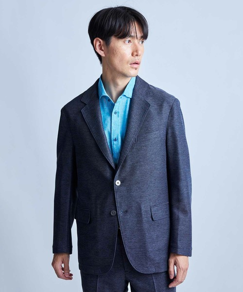 UNION STATION（ユニオンステーション）の「【セットアップ対応】カラミ織りテーラードジャケット〈通気性〉（テーラードジャケット・メンズ・ブラック/ライトグレー/ネイビー・S/M/L/LL）」の5枚目の写真