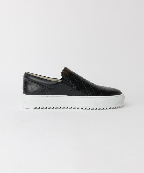 alfredoBANNISTER(アルフレッドバニスター)の「【Margom社】厚底シャークソール 格子 レザー スリッポン スニーカー(スニーカー・メンズ・ブラック/ホワイト・44/43/42/41/40)」の6枚目の写真