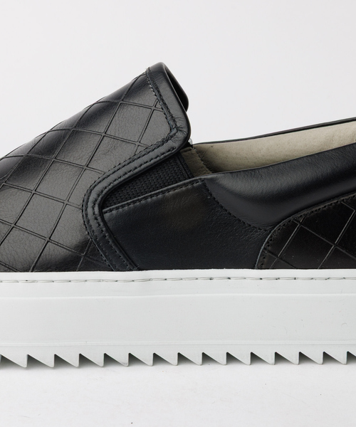 alfredoBANNISTER(アルフレッドバニスター)の「【Margom社】厚底シャークソール 格子 レザー スリッポン スニーカー(スニーカー・メンズ・ブラック/ホワイト・44/43/42/41/40)」の14枚目の写真