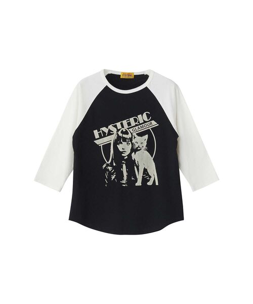 HYSTERIC GLAMOUR（ヒステリックグラマー）の「HYSTERIC WOMAN CAT 七分袖Tシャツ（Tシャツ/カットソー・レディース・ブラック/ホワイト/イエロー・FREE）」の2枚目の写真