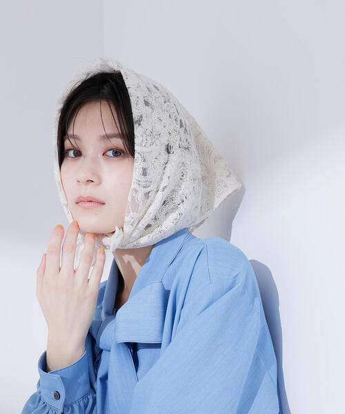 NATURAL BEAUTY BASIC（ナチュラルビューティーベーシック）の「◇レーススカーフ（バンダナ/スカーフ・レディース・ホワイト・FREE）」の3枚目の写真