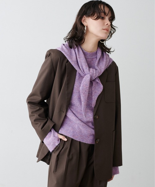LARUTA(ラルータ)の「【LARUTA】スカーフセットニットプルオーバー(ニット/セーター・レディース・ライトベージュ/パープル/ミント/チャコールグレー・FREE)」の4枚目の写真