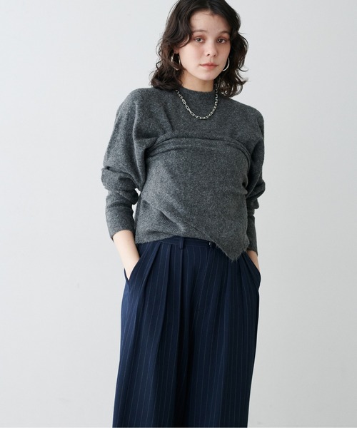 LARUTA(ラルータ)の「【LARUTA】スカーフセットニットプルオーバー(ニット/セーター・レディース・ライトベージュ/パープル/ミント/チャコールグレー・FREE)」の3枚目の写真