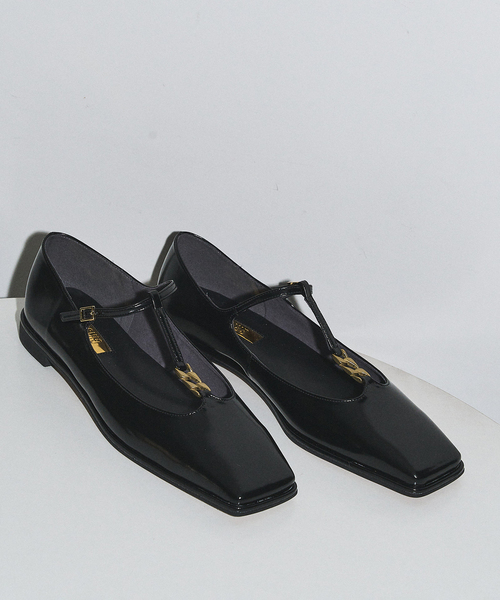 GRISE（グリーズ）の「GRISEスクエアチェーンツキTストラップフラット（その他シューズ・レディース・ブラック/ブルー系その他・25cm/24.5cm/24cm/23.5cm/23cm/22.5cm/22cm）」の5枚目の写真