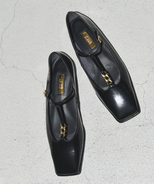 GRISE（グリーズ）の「GRISEスクエアチェーンツキTストラップフラット（その他シューズ・レディース・ブラック/ブルー系その他・25cm/24.5cm/24cm/23.5cm/23cm/22.5cm/22cm）」の6枚目の写真