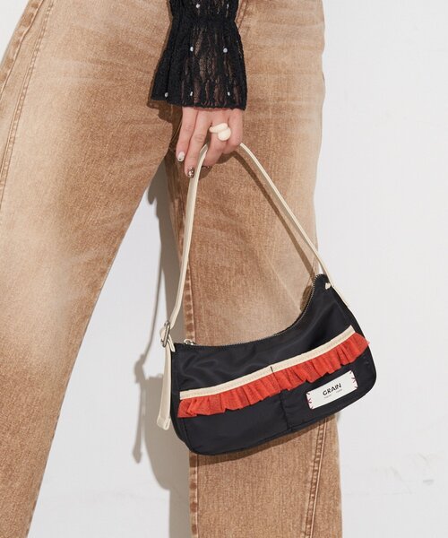 GRAIN(グレイン)の「【GRAIN/グレイン】チュールフリルワンハンドルバッグ(トートバッグ・レディース・ブラック/ブラウン/カーキ・FREE)」の16枚目の写真