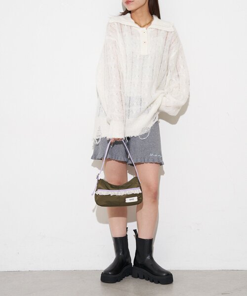 GRAIN(グレイン)の「【GRAIN/グレイン】チュールフリルワンハンドルバッグ(トートバッグ・レディース・ブラック/ブラウン/カーキ・FREE)」の8枚目の写真