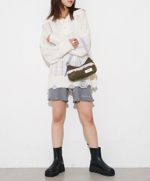 GRAIN(グレイン)の「【GRAIN/グレイン】チュールフリルワンハンドルバッグ(トートバッグ・レディース・ブラック/ブラウン/カーキ・FREE)」の10枚目の写真