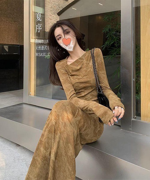 gossip!ロサンゼルス(ゴシップロサンゼルス)の「カモフラージュ柄 スリムシルエットワンピース(ワンピース・レディース・イエロー・M/S)」の10枚目の写真