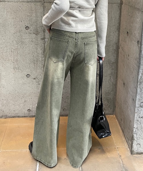 ROGER AND RAW(ロジャーアンドロウ)の「ダメージデニムワイドパンツ(デニムパンツ・レディース・カーキ/ブルー・SMALL/MEDIUM)」の15枚目の写真