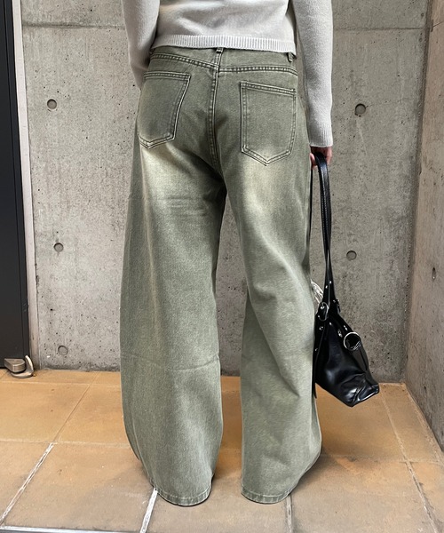 ROGER AND RAW(ロジャーアンドロウ)の「ダメージデニムワイドパンツ(デニムパンツ・レディース・カーキ/ブルー・SMALL/MEDIUM)」の14枚目の写真