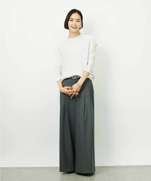 MICHEL KLEIN(ミッシェル・クラン)の「ツィードライクVネックベスト(ニット/セーター・レディース・ホワイト/ベージュ・38)」の5枚目の写真