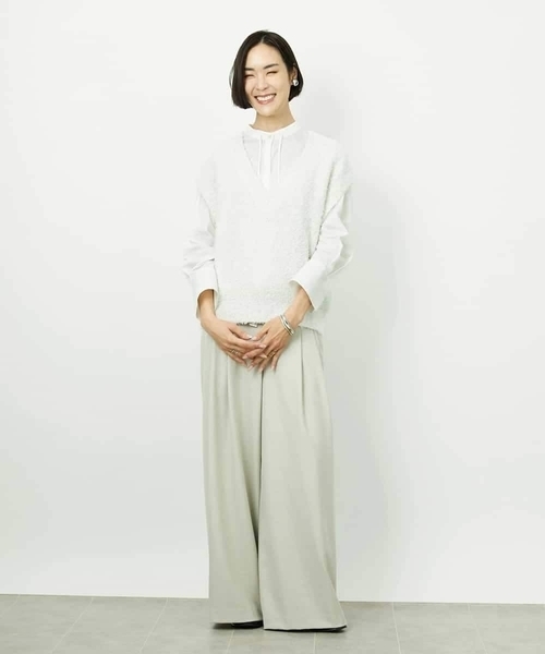 MICHEL KLEIN(ミッシェル・クラン)の「ツィードライクVネックベスト(ニット/セーター・レディース・ホワイト/ベージュ・38)」の13枚目の写真