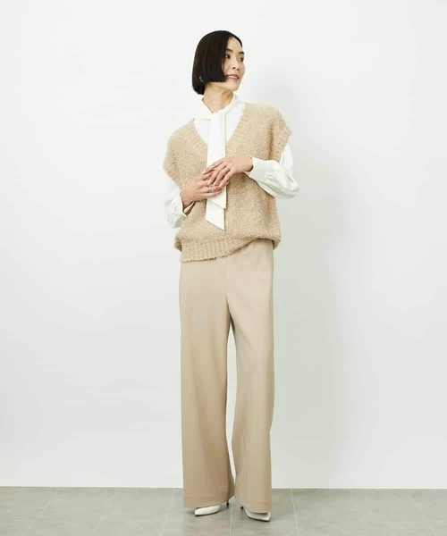 MICHEL KLEIN(ミッシェル・クラン)の「ツィードライクVネックベスト(ニット/セーター・レディース・ホワイト/ベージュ・38)」の17枚目の写真