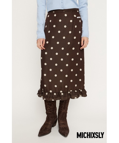 SLY（スライ）の「MICHIXSLY DOTS SK ミチスライドットスカート 冬服 春服（スカート・レディース・ブラウン系その他2/ホワイト系その他2・2/1）」の2枚目の写真