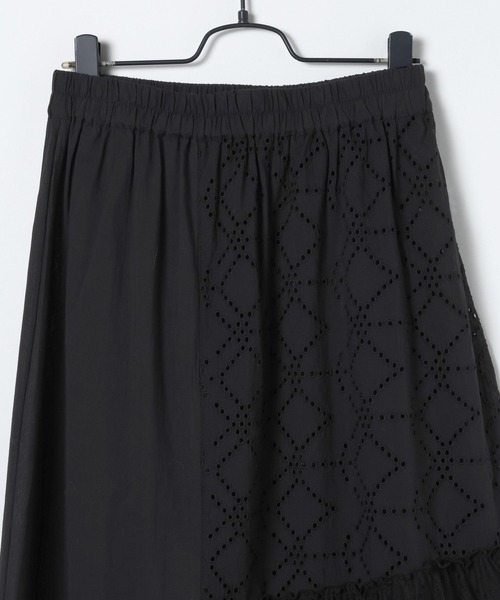 JEANASIS（ジーナシス）の「パッチワークコットンレーススカート/646049（スカート・レディース・ブラック/ホワイト・FREE）」の4枚目の写真