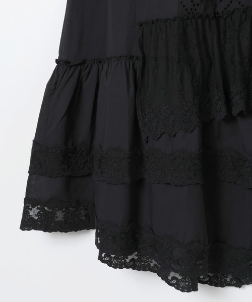 JEANASIS（ジーナシス）の「パッチワークコットンレーススカート/646049（スカート・レディース・ブラック/ホワイト・FREE）」の5枚目の写真
