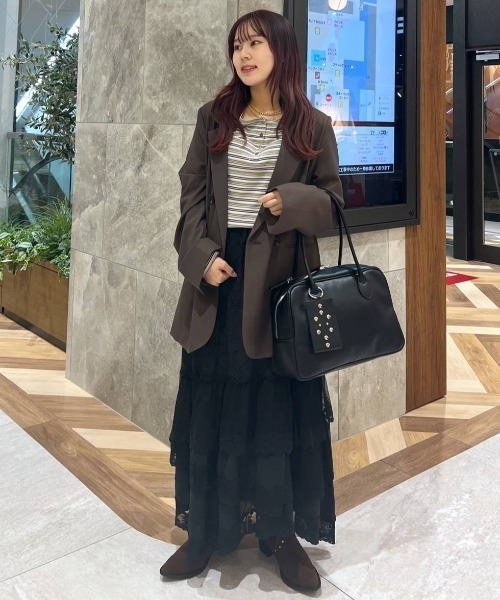 JEANASIS（ジーナシス）の「パッチワークコットンレーススカート/646049（スカート・レディース・ブラック/ホワイト・FREE）」の14枚目の写真