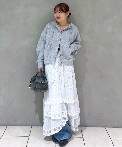 JEANASIS（ジーナシス）の「パッチワークコットンレーススカート/646049（スカート・レディース・ブラック/ホワイト・FREE）」の10枚目の写真