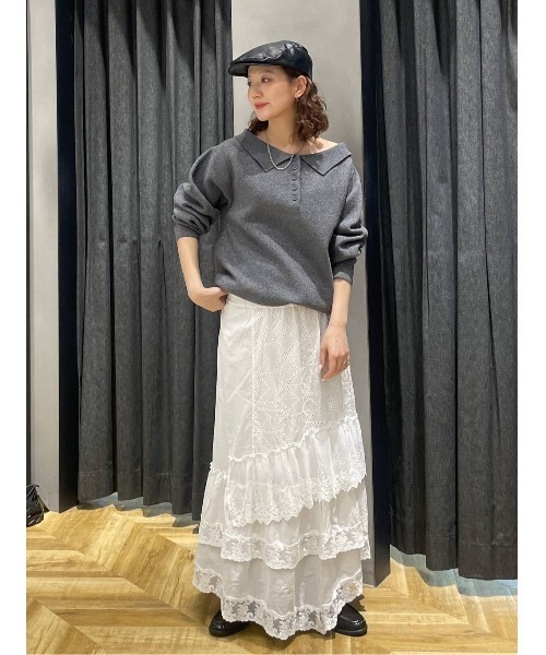 JEANASIS（ジーナシス）の「パッチワークコットンレーススカート/646049（スカート・レディース・ブラック/ホワイト・FREE）」の11枚目の写真