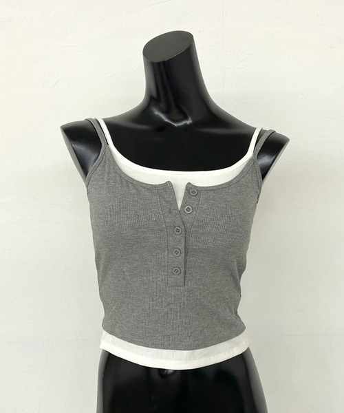 non-hedge(ノンヘッジ)の「アンサンブル風ヘンリーキャミソール(キャミソール・レディース・ブラック/グレー・FREE)」の15枚目の写真