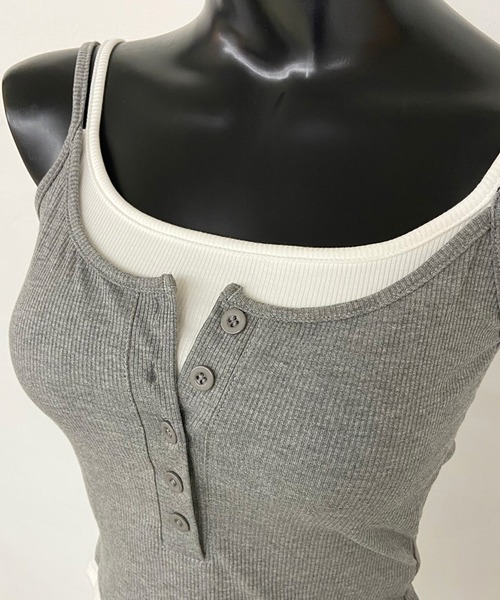 non-hedge(ノンヘッジ)の「アンサンブル風ヘンリーキャミソール(キャミソール・レディース・ブラック/グレー・FREE)」の18枚目の写真