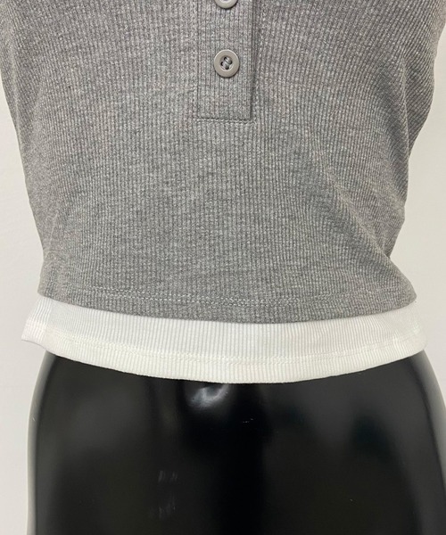 non-hedge(ノンヘッジ)の「アンサンブル風ヘンリーキャミソール(キャミソール・レディース・ブラック/グレー・FREE)」の22枚目の写真