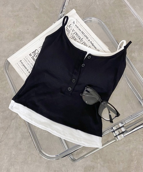 non-hedge(ノンヘッジ)の「アンサンブル風ヘンリーキャミソール(キャミソール・レディース・ブラック/グレー・FREE)」の8枚目の写真