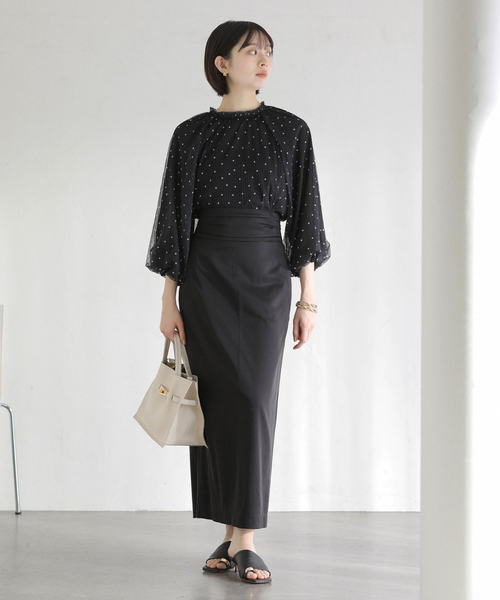 La TOTALITE（ラトータリテ）の「【洗える】2wayチュールプリーツブラウス（シャツ/ブラウス・レディース・イエロー/ホワイト/ブラック・FREE）」の4枚目の写真