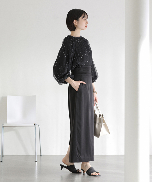 La TOTALITE（ラトータリテ）の「【洗える】2wayチュールプリーツブラウス（シャツ/ブラウス・レディース・イエロー/ホワイト/ブラック・FREE）」の5枚目の写真