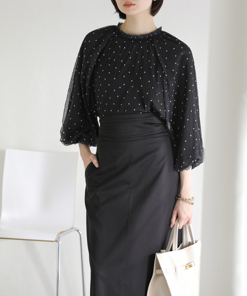 La TOTALITE（ラトータリテ）の「【洗える】2wayチュールプリーツブラウス（シャツ/ブラウス・レディース・イエロー/ホワイト/ブラック・FREE）」の7枚目の写真