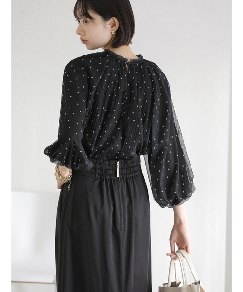 La TOTALITE（ラトータリテ）の「【洗える】2wayチュールプリーツブラウス（シャツ/ブラウス・レディース・イエロー/ホワイト/ブラック・FREE）」の8枚目の写真