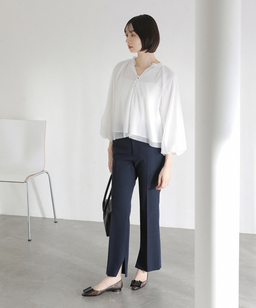 La TOTALITE（ラトータリテ）の「【洗える】2wayチュールプリーツブラウス（シャツ/ブラウス・レディース・イエロー/ホワイト/ブラック・FREE）」の12枚目の写真