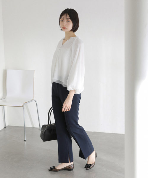 La TOTALITE（ラトータリテ）の「【洗える】2wayチュールプリーツブラウス（シャツ/ブラウス・レディース・イエロー/ホワイト/ブラック・FREE）」の13枚目の写真