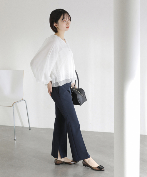 La TOTALITE（ラトータリテ）の「【洗える】2wayチュールプリーツブラウス（シャツ/ブラウス・レディース・イエロー/ホワイト/ブラック・FREE）」の14枚目の写真