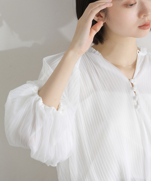 La TOTALITE（ラトータリテ）の「【洗える】2wayチュールプリーツブラウス（シャツ/ブラウス・レディース・イエロー/ホワイト/ブラック・FREE）」の18枚目の写真