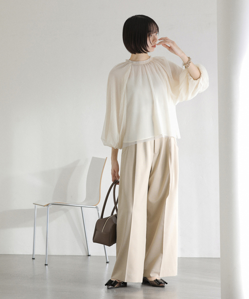 La TOTALITE（ラトータリテ）の「【洗える】2wayチュールプリーツブラウス（シャツ/ブラウス・レディース・イエロー/ホワイト/ブラック・FREE）」の20枚目の写真