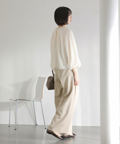 La TOTALITE（ラトータリテ）の「【洗える】2wayチュールプリーツブラウス（シャツ/ブラウス・レディース・イエロー/ホワイト/ブラック・FREE）」の21枚目の写真